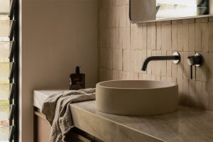 Taj Mahal quartzite vanity