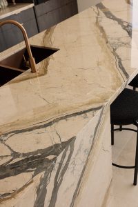 Close up of marble Island Bench